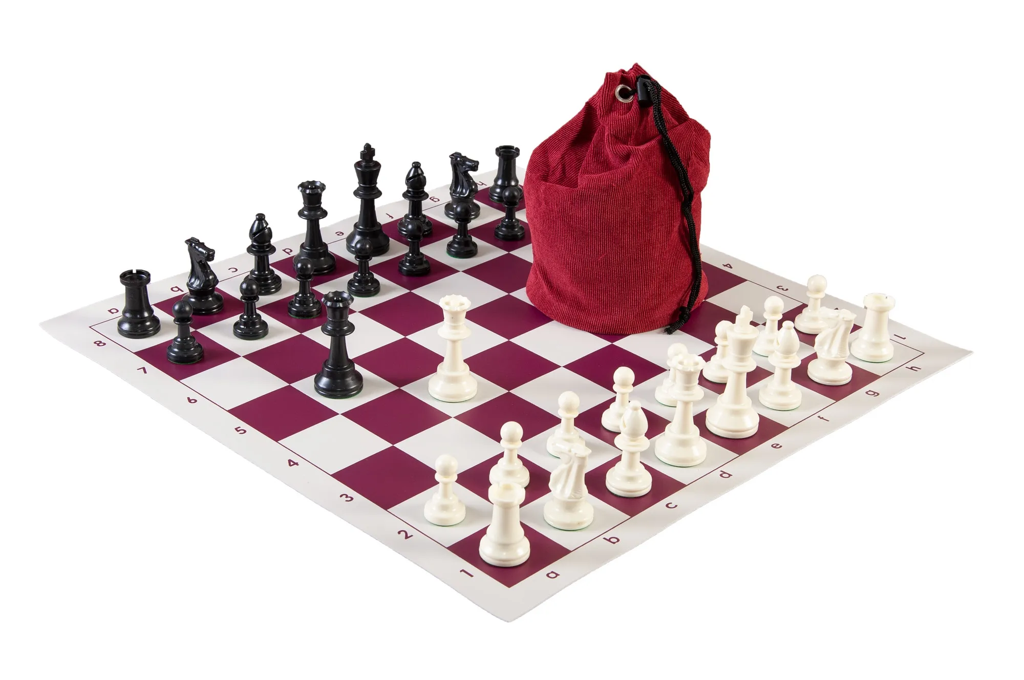 Drawstring Chess Set Combination - Triple Weighted Regulation Pieces | Vinyl Che - Picture 10 of 15
